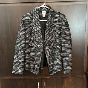Chicos Black & White Open Front Blazer Size Large